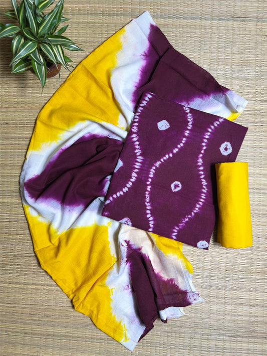 Purple Shibori 3 Piece Cotton Set