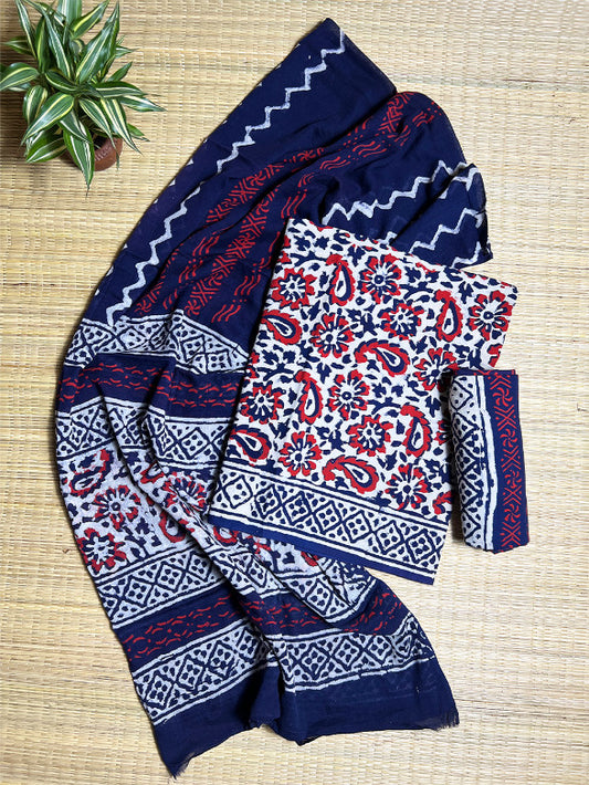 Blue Red Batik 3 Piece Cotton Set