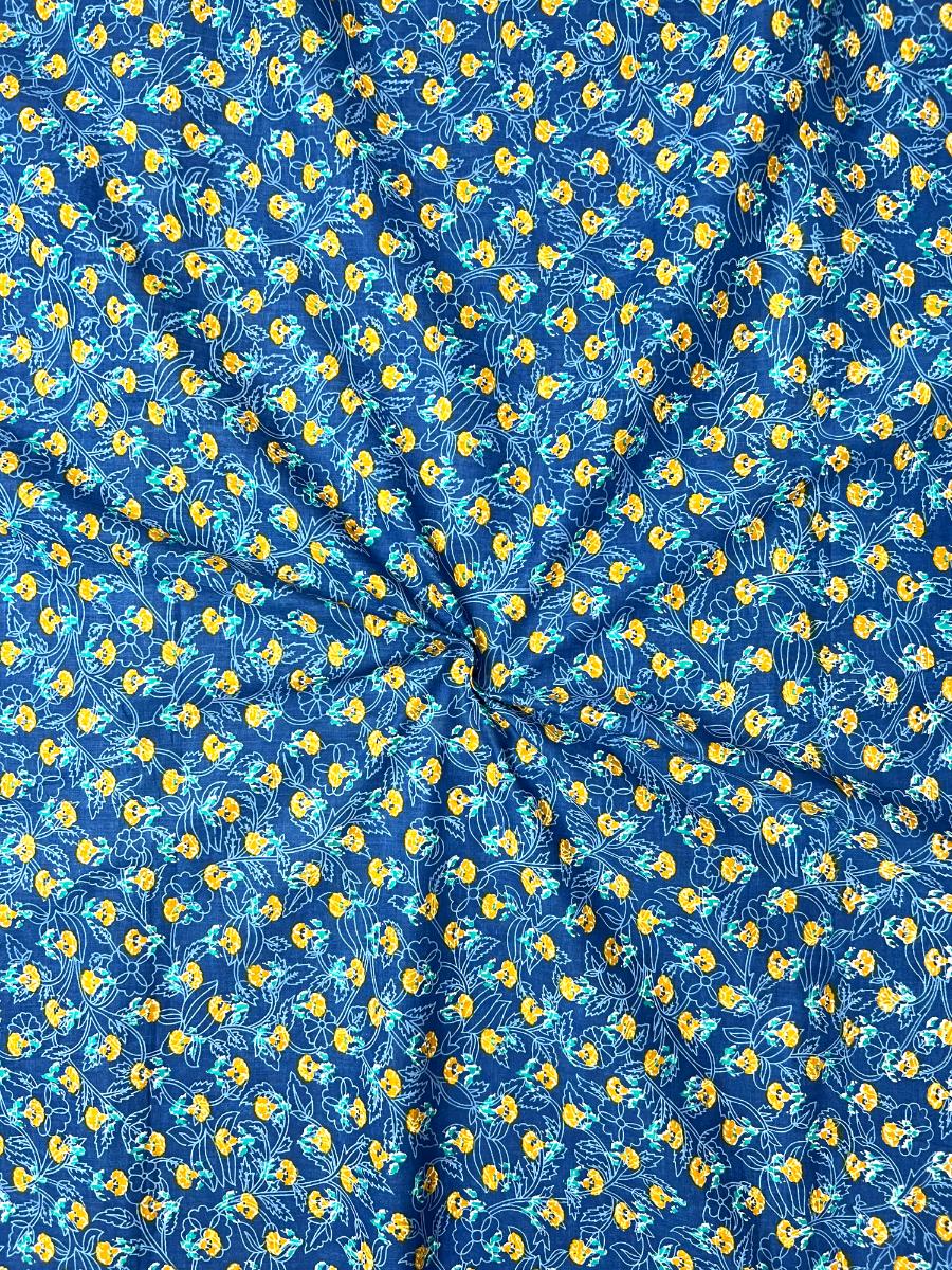 Blue Sanganeri Butti Cotton Fabric