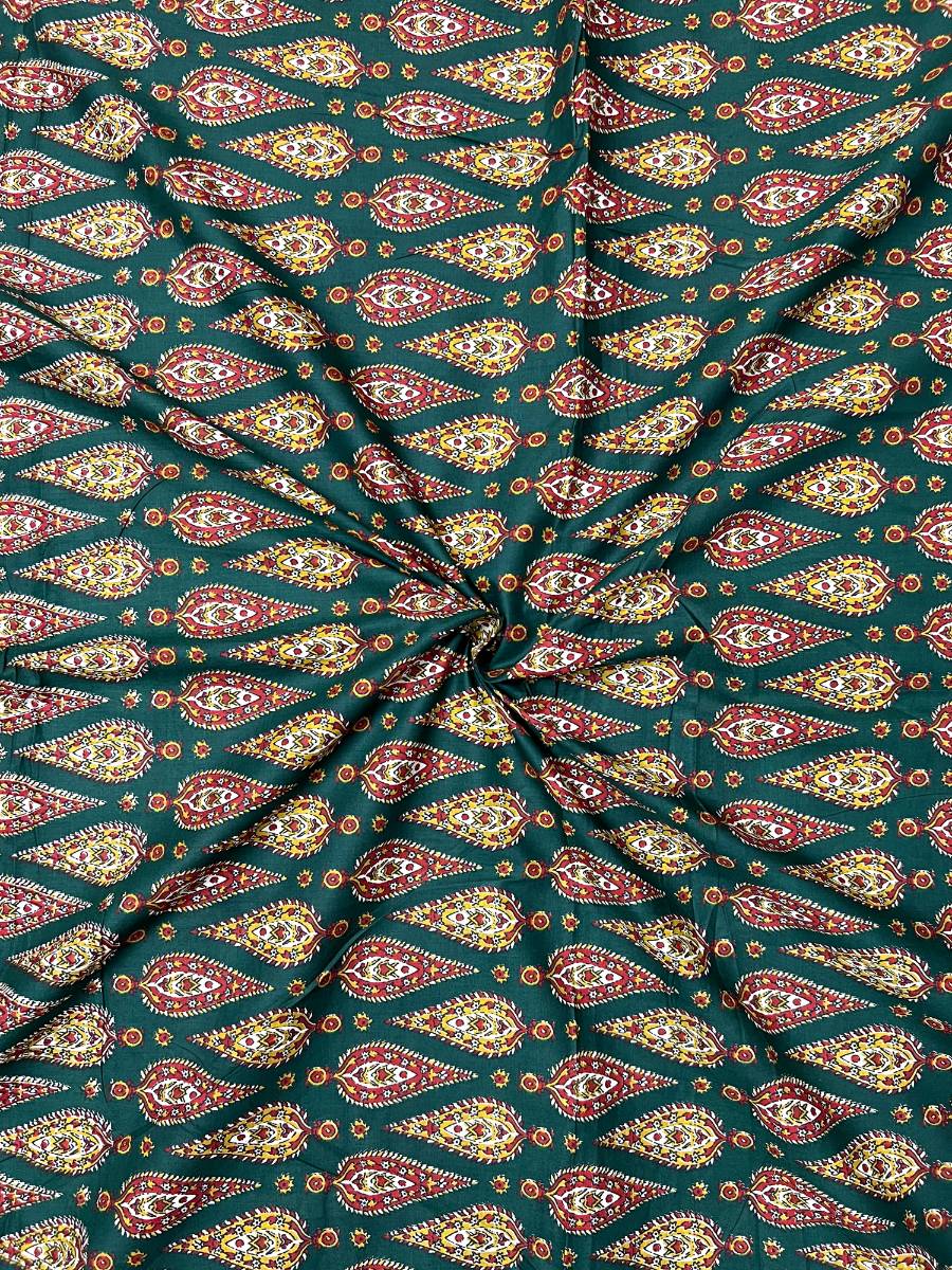 Green Ajrak Kairi Cotton Fabric