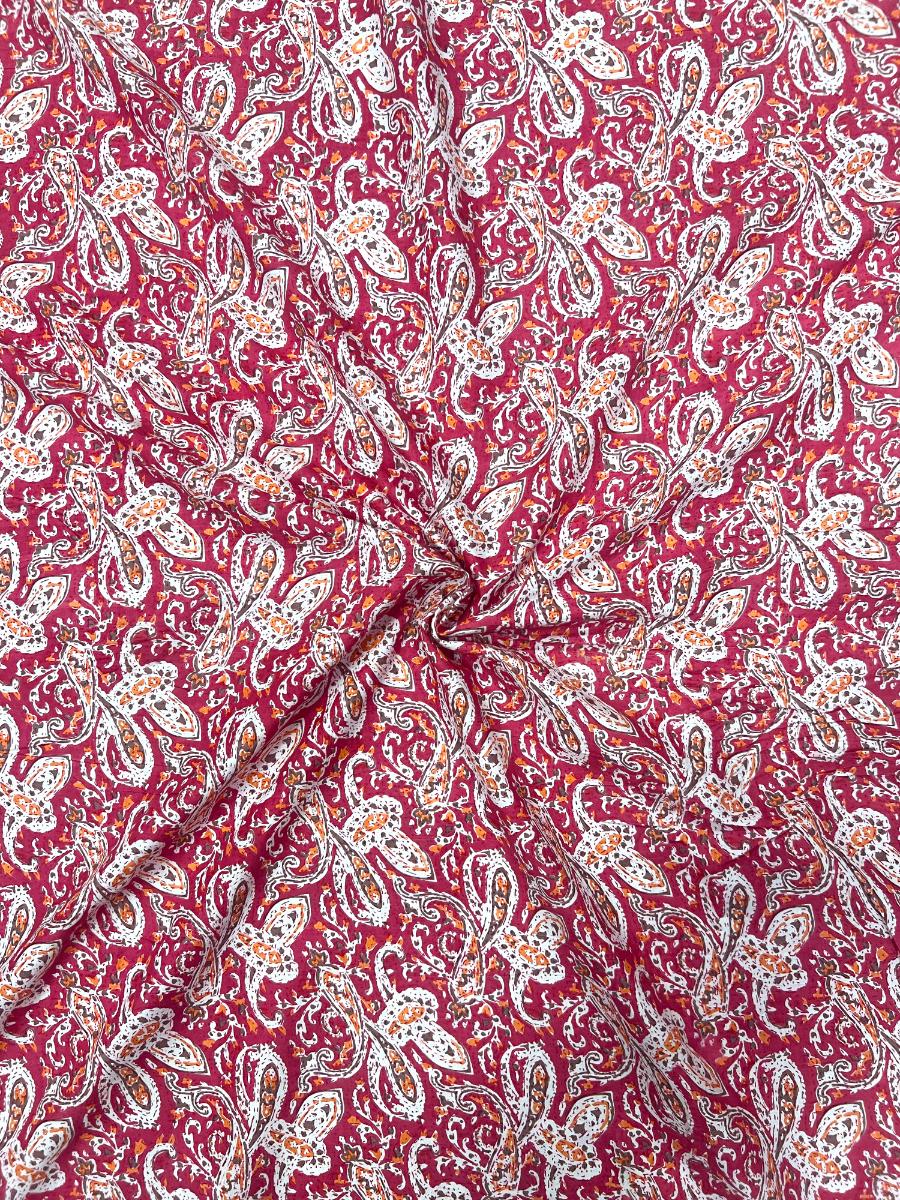 Pink Kalamkari Kairi Jaal Cotton Fabric