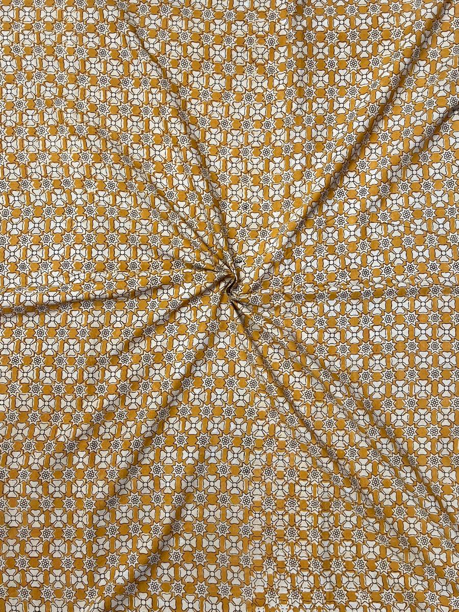 Mustard Small Flowers Persian Cotton Fabric