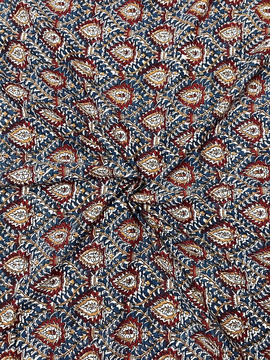 Blue Kalamkari Kairi Cotton Fabric