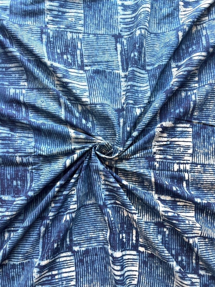 Indigo Square Cotton Fabric - Dorukh