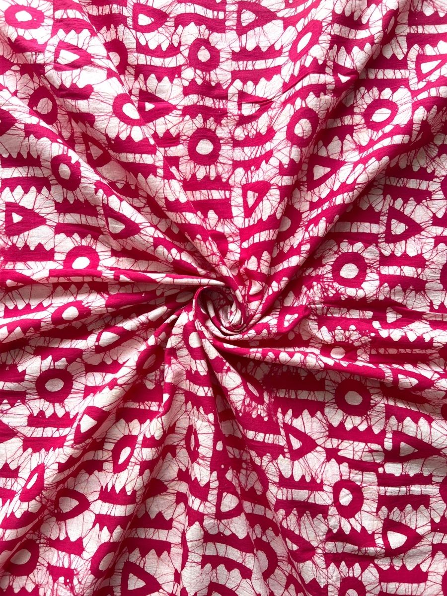 Magenta Batik Cotton Fabric - Dorukh